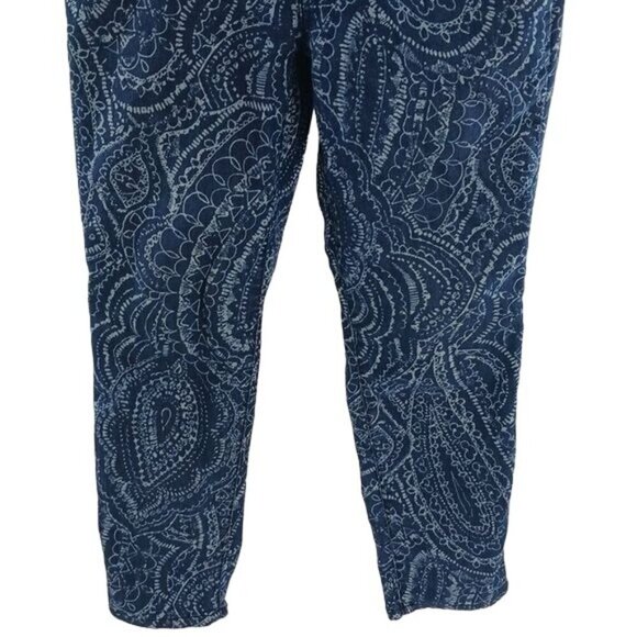 Chico's Jeans Blue Denim Abstract Floral Print Platinum Womens Size Small - Picture 4 of 6